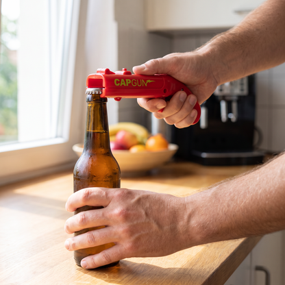 CapGun - Red - popping a bottle cap in use
